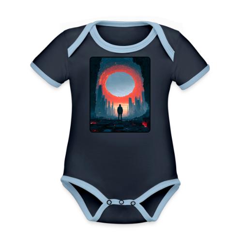 Cosmic Portal Future City Design - Organic Contrast SS Baby Bodysuit
