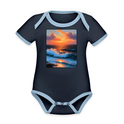 Sunset Storm Waves Oil Painting - Organic Contrast SS Baby Bodysuit