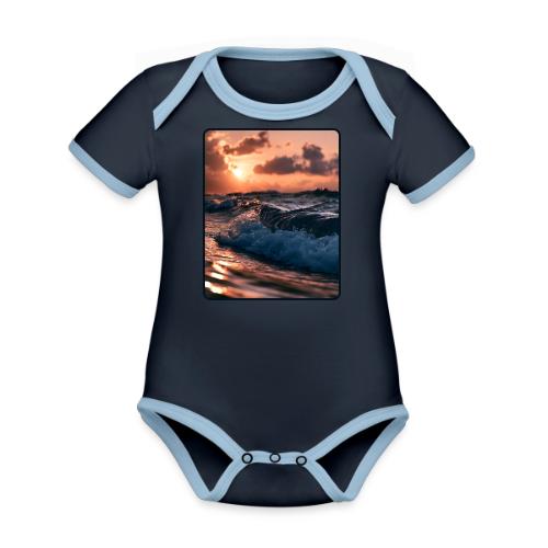 Golden Sunset Ocean Wave - Organic Contrast SS Baby Bodysuit