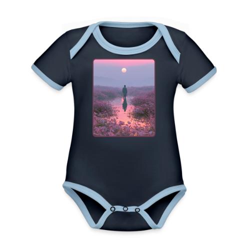 Ethereal Sunset Flower Field Art - Organic Contrast SS Baby Bodysuit