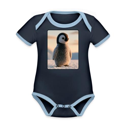 Cute Penguin Chick Sunrise Design - Organic Contrast SS Baby Bodysuit