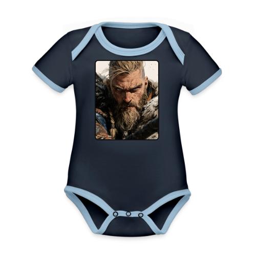 Fierce Viking Warrior Portrait - Organic Contrast SS Baby Bodysuit