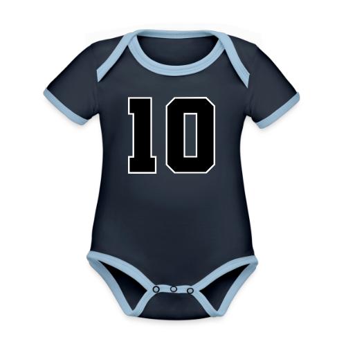 Varsity Number 10 Athletic Design - Organic Contrast SS Baby Bodysuit
