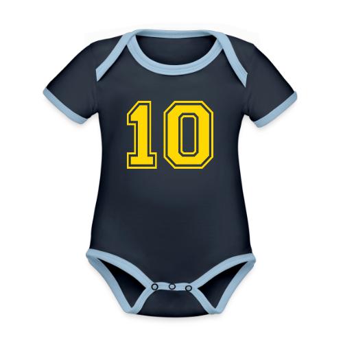 Number 10 in a classic athletic collegiate font - Organic Contrast SS Baby Bodysuit