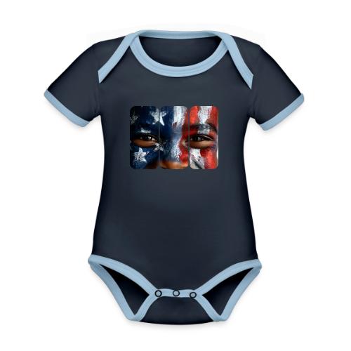 USA: Three Panels of Pride - Organic Contrast SS Baby Bodysuit