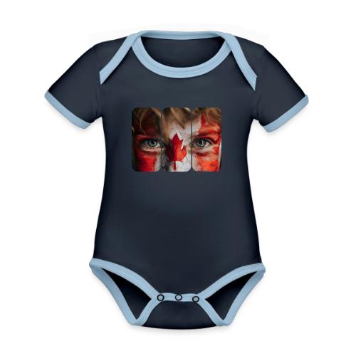 Canada: Maple Leaf Gaze - Organic Contrast SS Baby Bodysuit