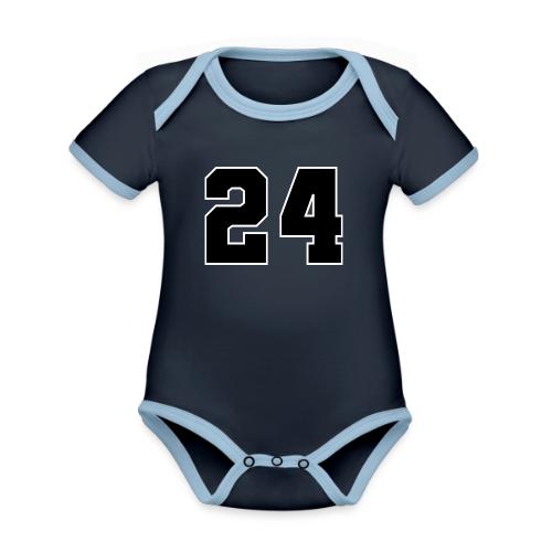 Varsity Number 24 College Font - Organic Contrast SS Baby Bodysuit