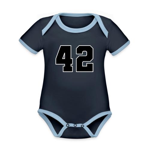 Varsity Number 42 Sports Style - Organic Contrast SS Baby Bodysuit