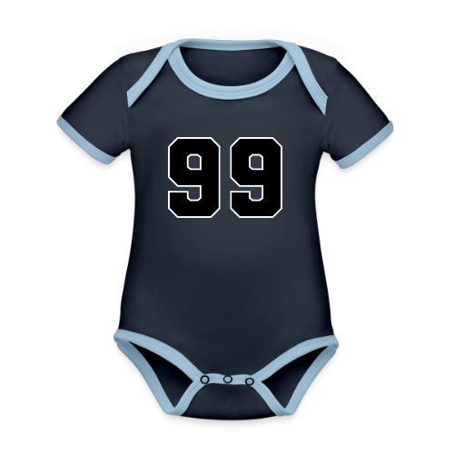 Varsity Number 99 Athletic Font - Organic Contrast SS Baby Bodysuit