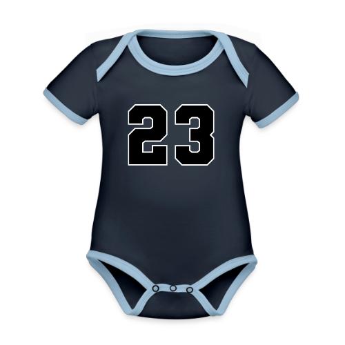 Varsity Number 23 Athletic Style - Organic Contrast SS Baby Bodysuit