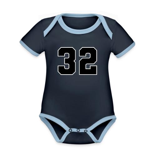 Varsity Number 32 Athletic Design - Organic Contrast SS Baby Bodysuit