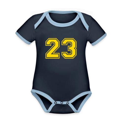 Number 23 in a classic athletic collegiate font - Organic Contrast SS Baby Bodysuit