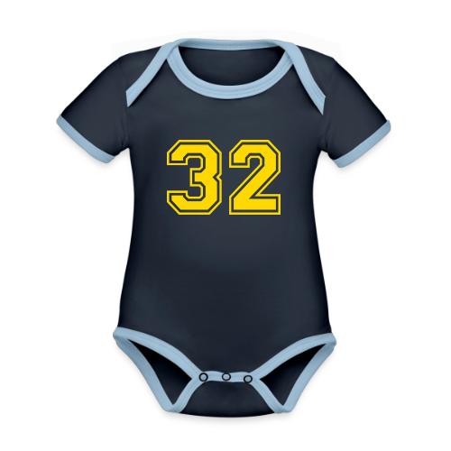 Number 32 in a classic athletic collegiate font - Organic Contrast SS Baby Bodysuit