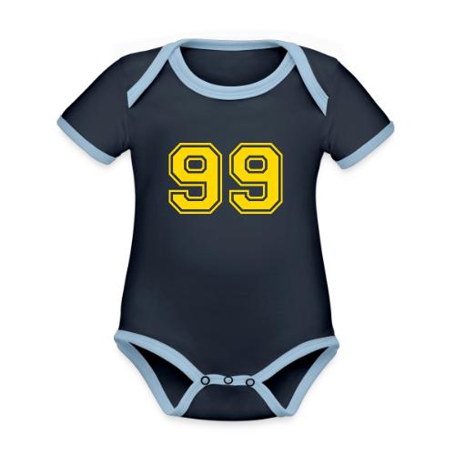 Number 99 in a classic athletic collegiate font - Organic Contrast SS Baby Bodysuit