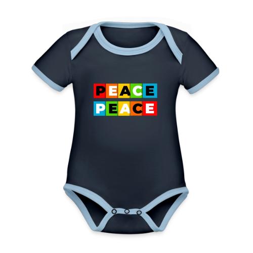 Colorful Peace - Organic Contrast SS Baby Bodysuit
