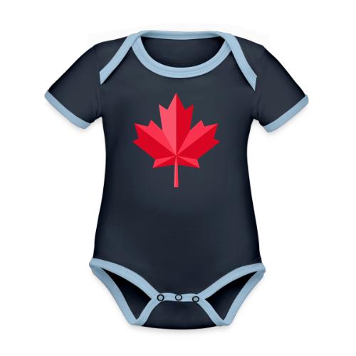 Canadian red maple leaf - Organic Contrast SS Baby Bodysuit