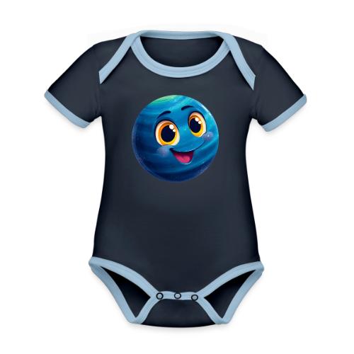 Smiling Blue Planet - Organic Contrast SS Baby Bodysuit