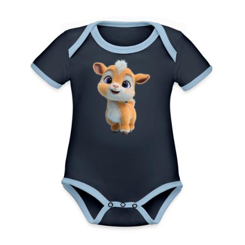 Cute Cartoon Baby Goat with Big Eyes - Organic Contrast SS Baby Bodysuit
