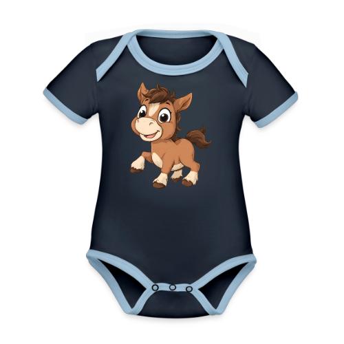 Playful Cartoon Baby Pony Full of Joy - Organic Contrast SS Baby Bodysuit
