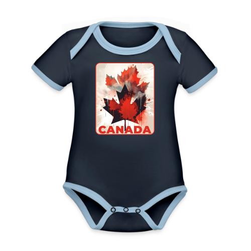Canada Inked Leaf - Organic Contrast SS Baby Bodysuit