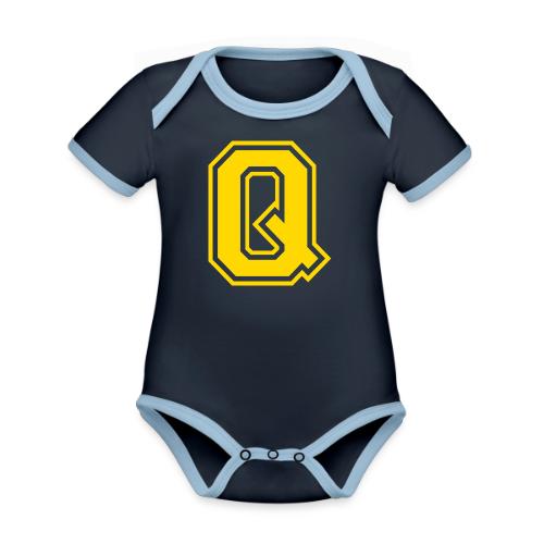 Letter Q – Capital Athletic Alphabet Monogram - Organic Contrast SS Baby Bodysuit