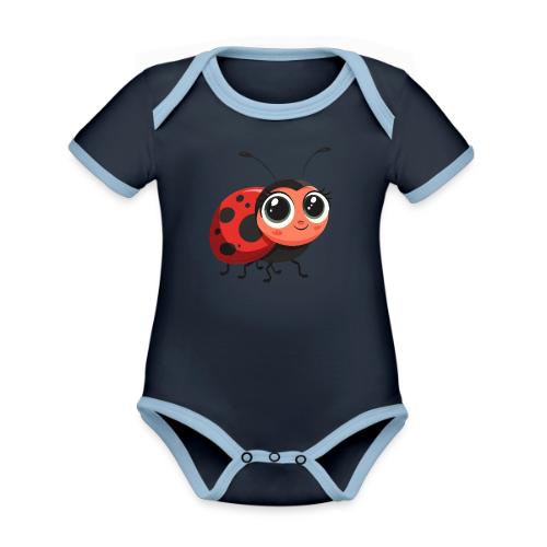 Cute Cartoon Ladybug Full of Joy - Organic Contrast SS Baby Bodysuit