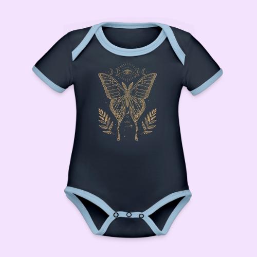 Third Eye Butterfly - Moon Cycle Design - Organic Contrast SS Baby Bodysuit