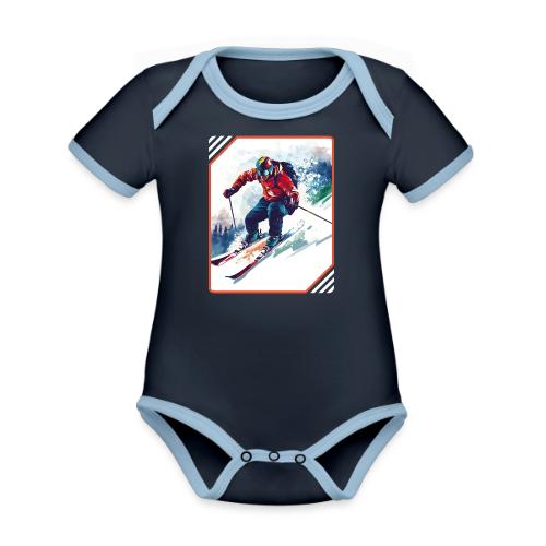 Skiing is Life - Organic Contrast SS Baby Bodysuit