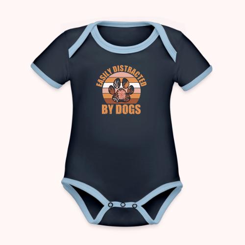 Easily Distracted By Dogs - Organic Contrast SS Baby Bodysuit