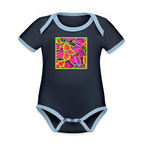 Vivid ChromaLeaf Harmony Pattern - Organic Contrast SS Baby Bodysuit