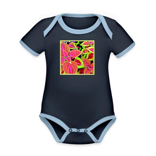 Vibrant RadiantLeaf Dreams Pattern - Organic Contrast SS Baby Bodysuit