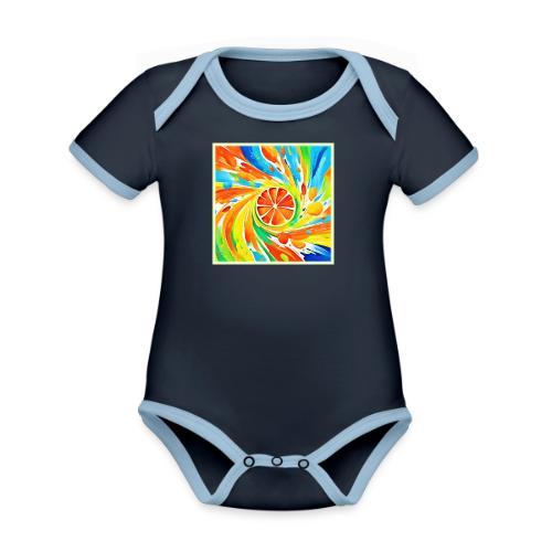 Citrus swirling Splash Design - Organic Contrast SS Baby Bodysuit