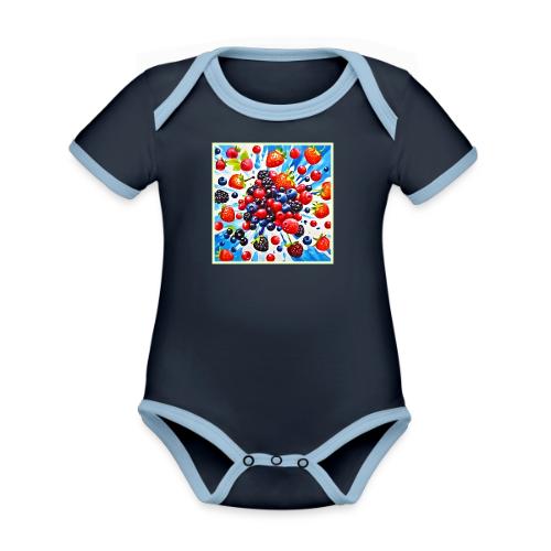 Colorful Berry Fiesta Design - Organic Contrast SS Baby Bodysuit