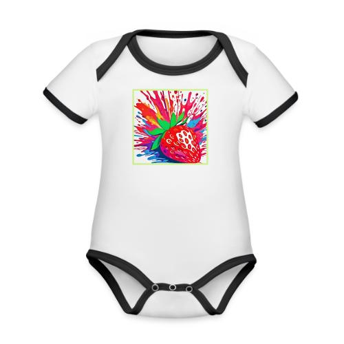 Splatter Strawberry Splash - Organic Contrast SS Baby Bodysuit