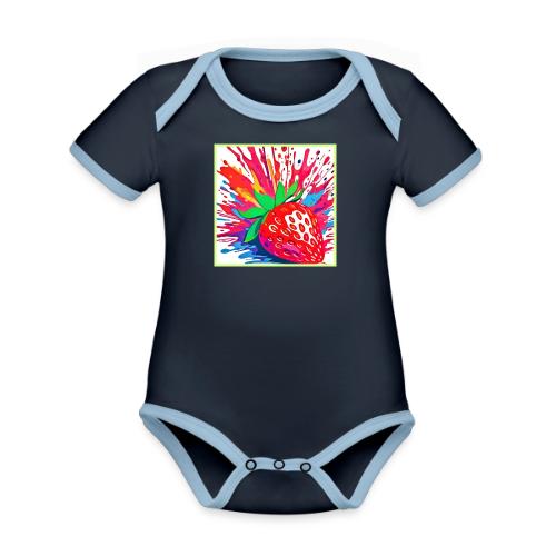 Splatter Strawberry Splash - Organic Contrast SS Baby Bodysuit