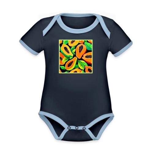 Tropical Papaya Paradise - Organic Contrast SS Baby Bodysuit
