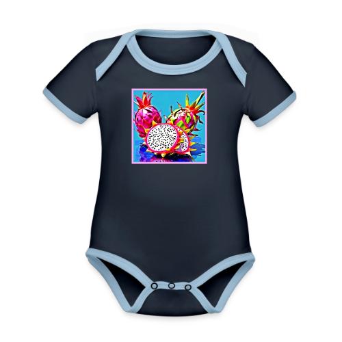 Exotic Dragon Fruit Art - Organic Contrast SS Baby Bodysuit