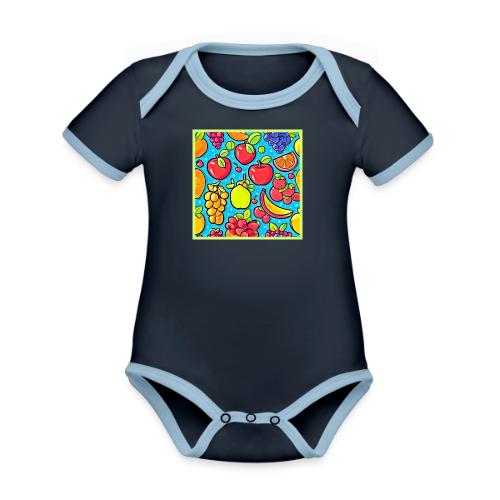 Fruitful Pattern Design - Organic Contrast SS Baby Bodysuit