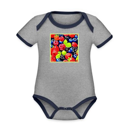 Colorful Berry Medley Design - Organic Contrast SS Baby Bodysuit