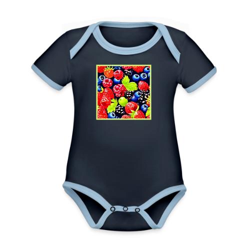 Colorful Berry Medley Design - Organic Contrast SS Baby Bodysuit