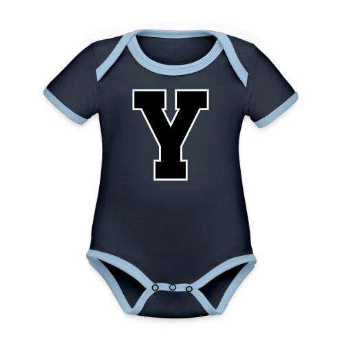 Varsity Letter Y Collegiate Alphabet Art - Organic Contrast SS Baby Bodysuit