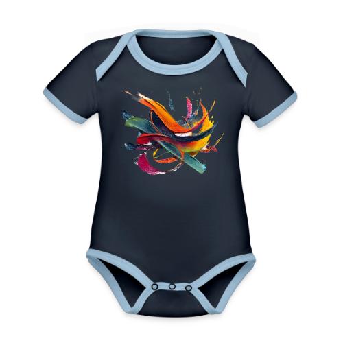 Colorful Waves - Organic Contrast SS Baby Bodysuit