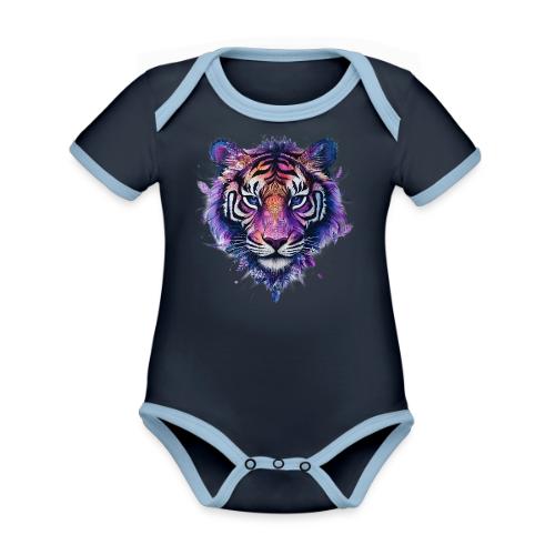 Mystic Violet Tiger - Organic Contrast SS Baby Bodysuit