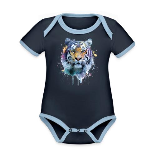 Splash-Art Tiger Face - Organic Contrast SS Baby Bodysuit