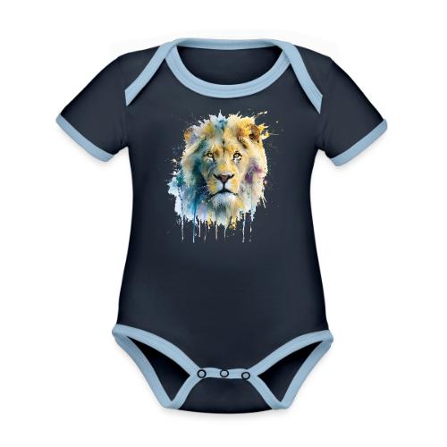 Splash-Art Lion Face - Organic Contrast SS Baby Bodysuit