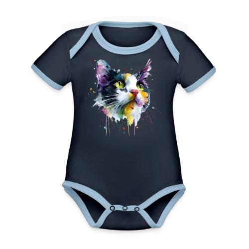 Cat: Painted Purr Expression - Organic Contrast SS Baby Bodysuit