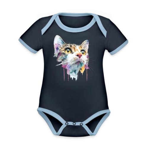 Chromatic Cat Splash - Organic Contrast SS Baby Bodysuit