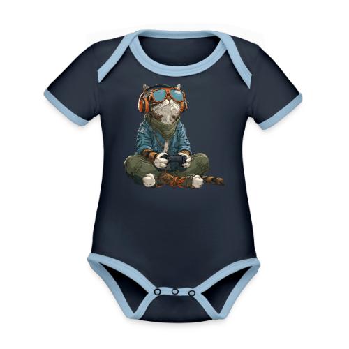 Cat: Purrfect Player - Organic Contrast SS Baby Bodysuit