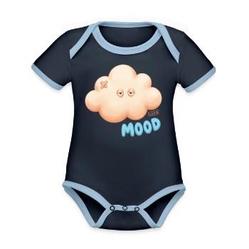 Drowsy Cloud Mood with Bandage Patch - Organic Contrast SS Baby Bodysuit - navy/sky - Front