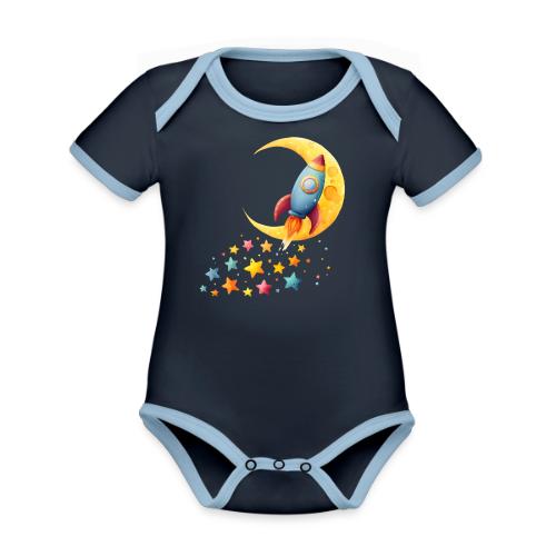 Rocket Trail of Stars - Organic Contrast SS Baby Bodysuit